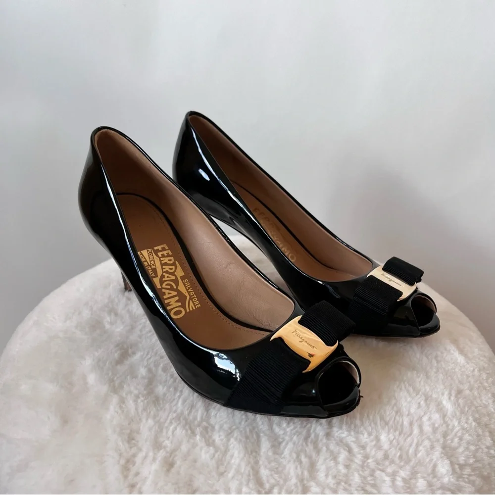 Salvatore Ferragamo Black High Heel Pumps size 6 - Picture 2 of 16
